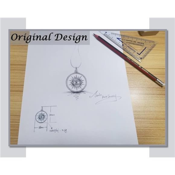 Evil Eye Necklace Gold Protection Necklace | Handmade Evil Eye Jewelry for Women - Picture 8 of 9